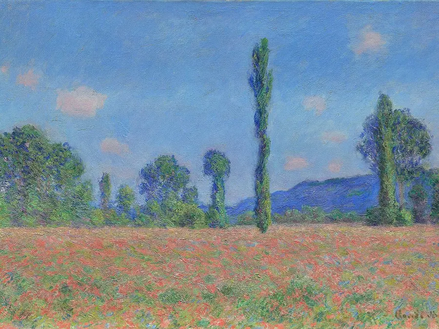 Monet, Poppy Field, in typical color vision