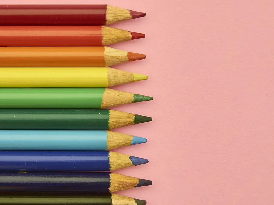 Colored pencils, in typical color vision